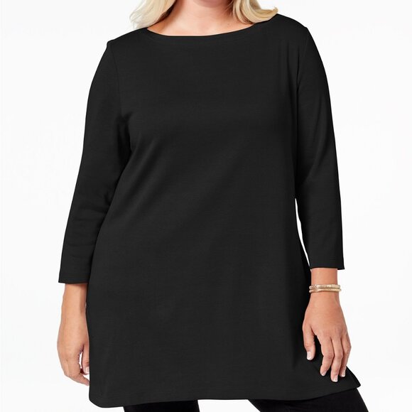 New Karen Scott Tunic, Black Plus Sizes 0X, 1X, 2X - Picture 1 of 2